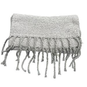 CALIA Light Gray Soft Boucle Nubby Soft Textrued Fringe Knit Scarf New With Tags